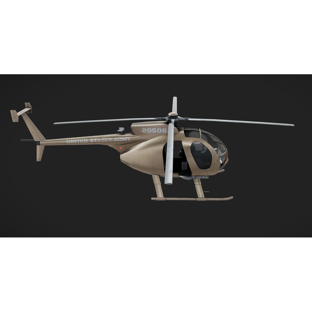 Hughes OH-6 3D Model – Low Poly Helicopter with PBR Textures - View 5