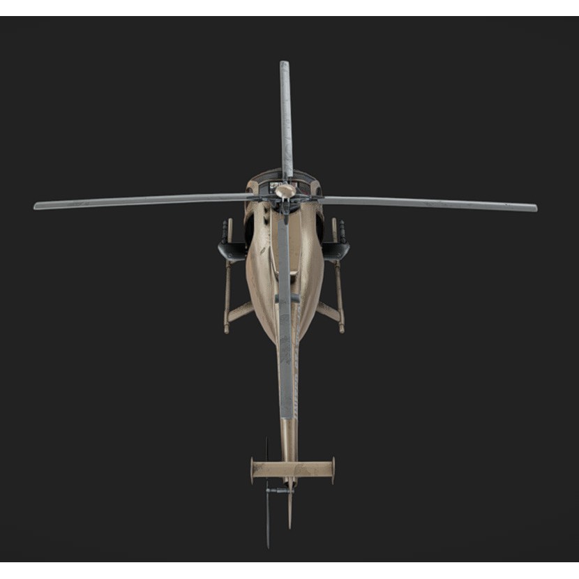 Hughes OH-6 3D Model – Low Poly Helicopter with PBR Textures - View 7