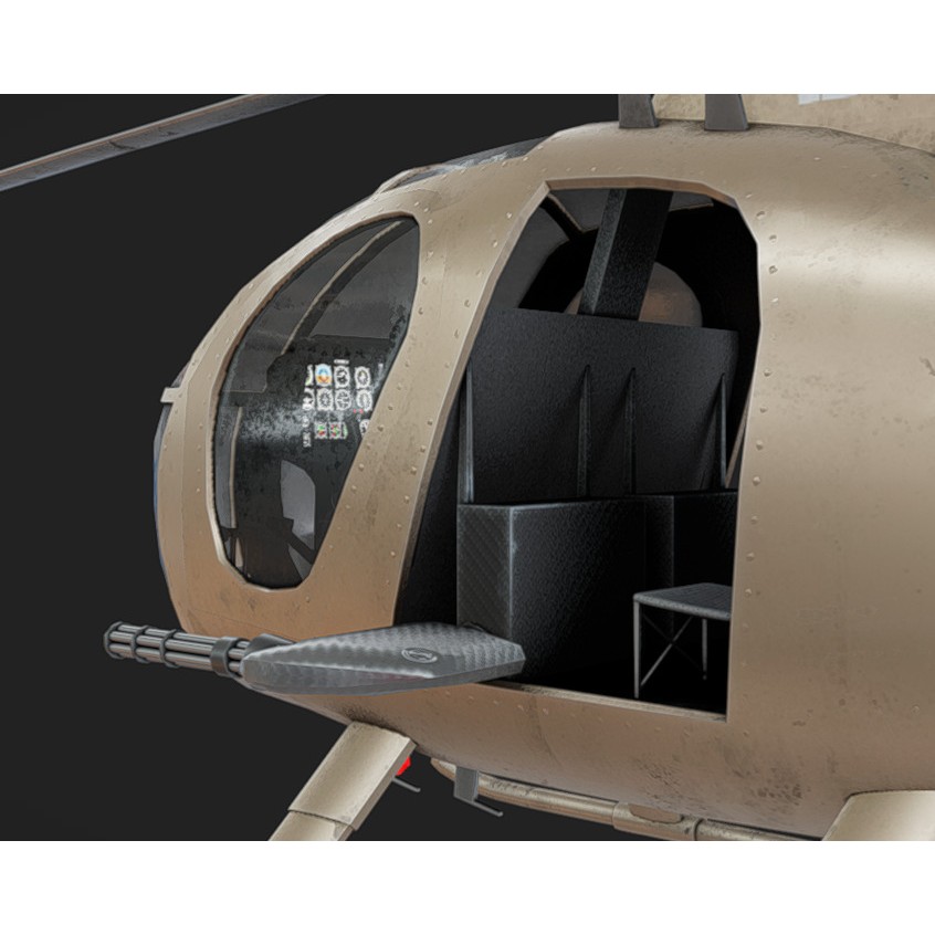 Hughes OH-6 3D Model – Low Poly Helicopter with PBR Textures - View 8