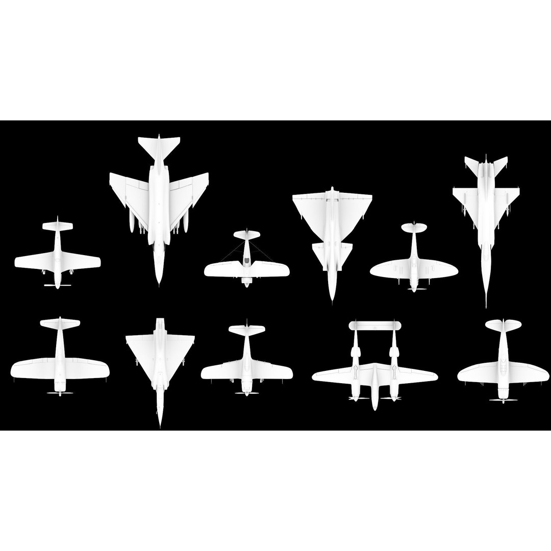 WWI WWII Fighter Planes Bundle 3D Model – Low Poly Game Asset, FBX, OBJ - View 11