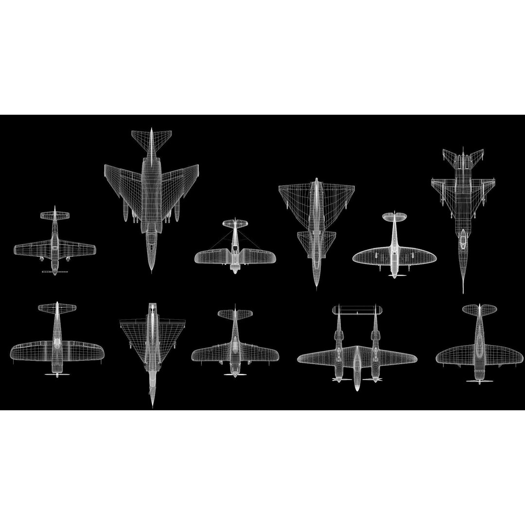 WWI WWII Fighter Planes Bundle 3D Model – Low Poly Game Asset, FBX, OBJ - View 12
