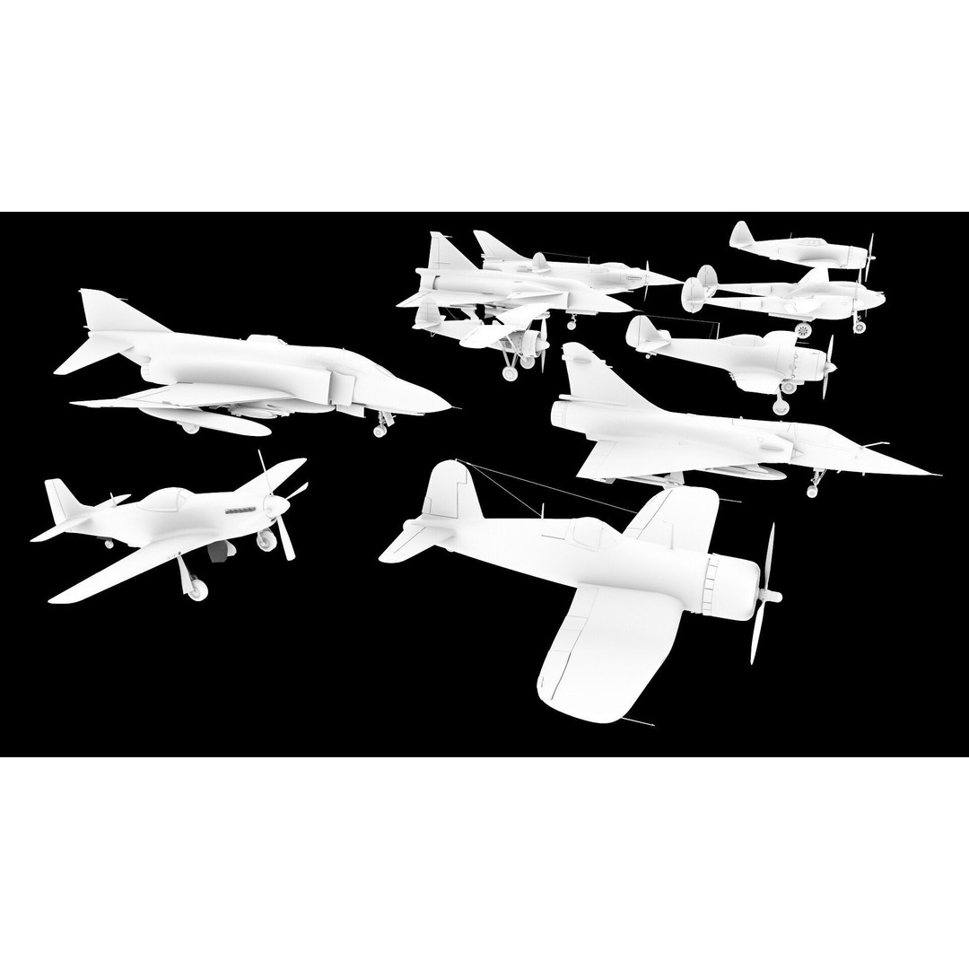 WWI WWII Fighter Planes Bundle 3D Model – Low Poly Game Asset, FBX, OBJ - View 5