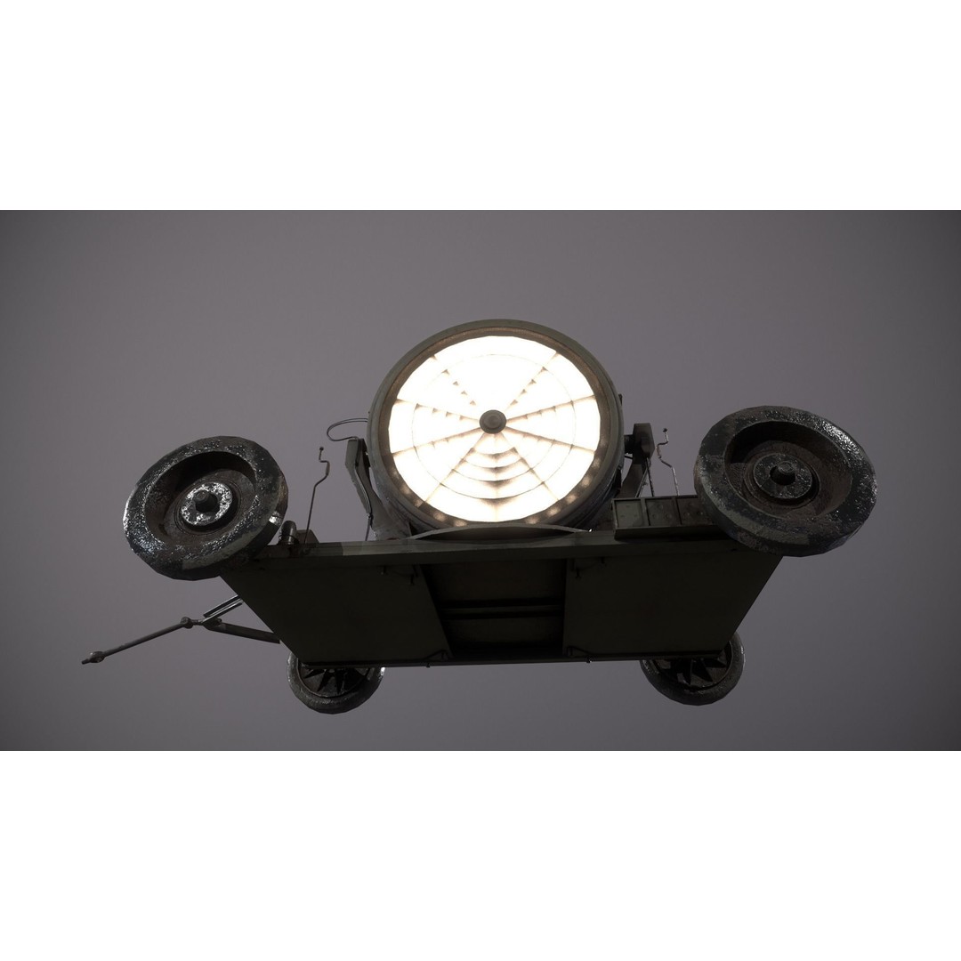 Searchlight 3D Model – Low Poly Aircraft Spotlight, PBR, FBX - View 11