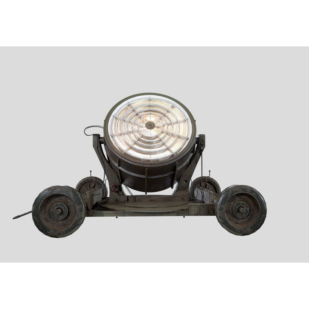 Searchlight 3D Model – Low Poly Aircraft Spotlight, PBR, FBX - View 5