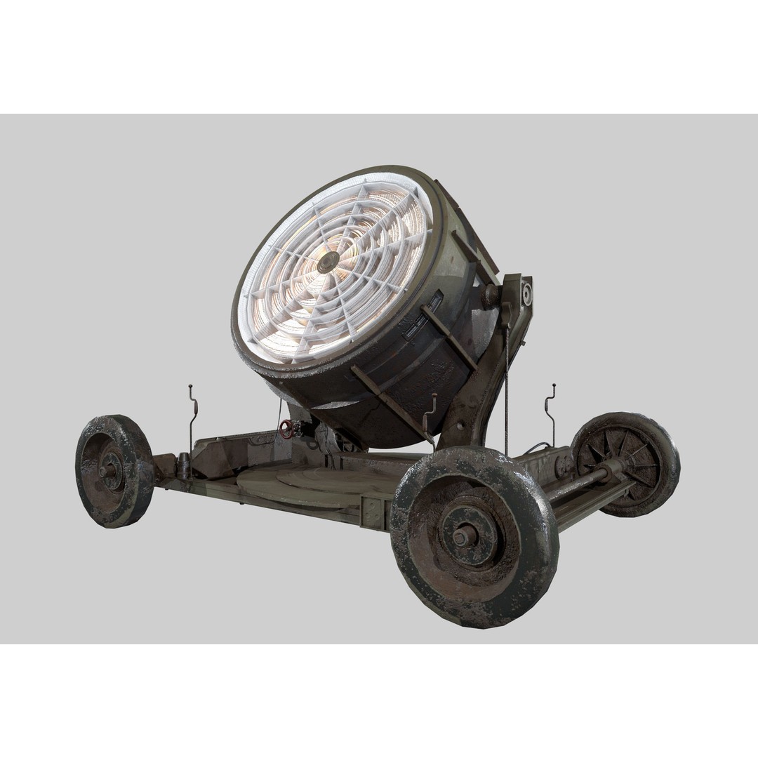 Searchlight 3D Model – Low Poly Aircraft Spotlight, PBR, FBX - View 6