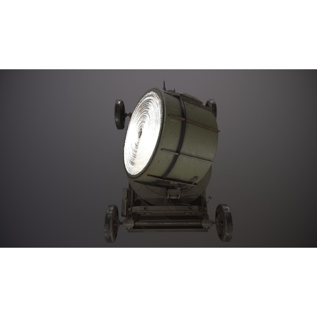 Searchlight 3D Model – Low Poly Aircraft Spotlight, PBR, FBX - View 7