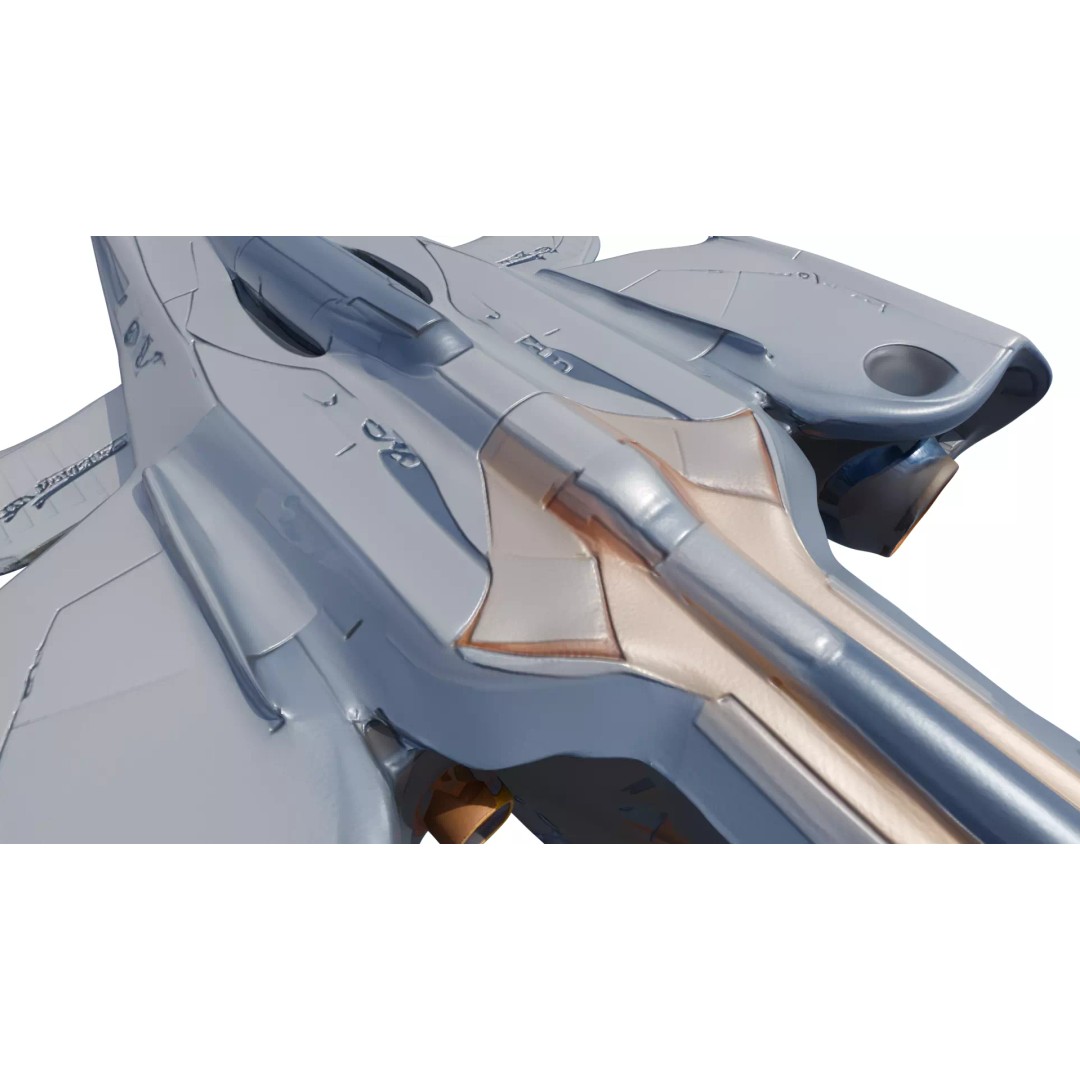 SkyRacer X9 3D Model – Low Poly Futuristic Hovercraft, FBX - View 12
