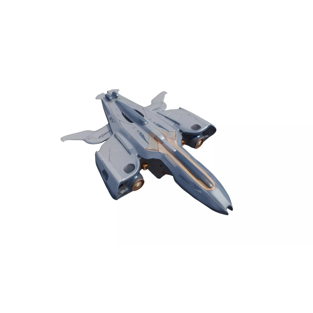 SkyRacer X9 3D Model – Low Poly Futuristic Hovercraft, FBX - View 2
