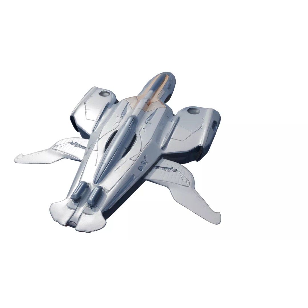SkyRacer X9 3D Model – Low Poly Futuristic Hovercraft, FBX - View 3