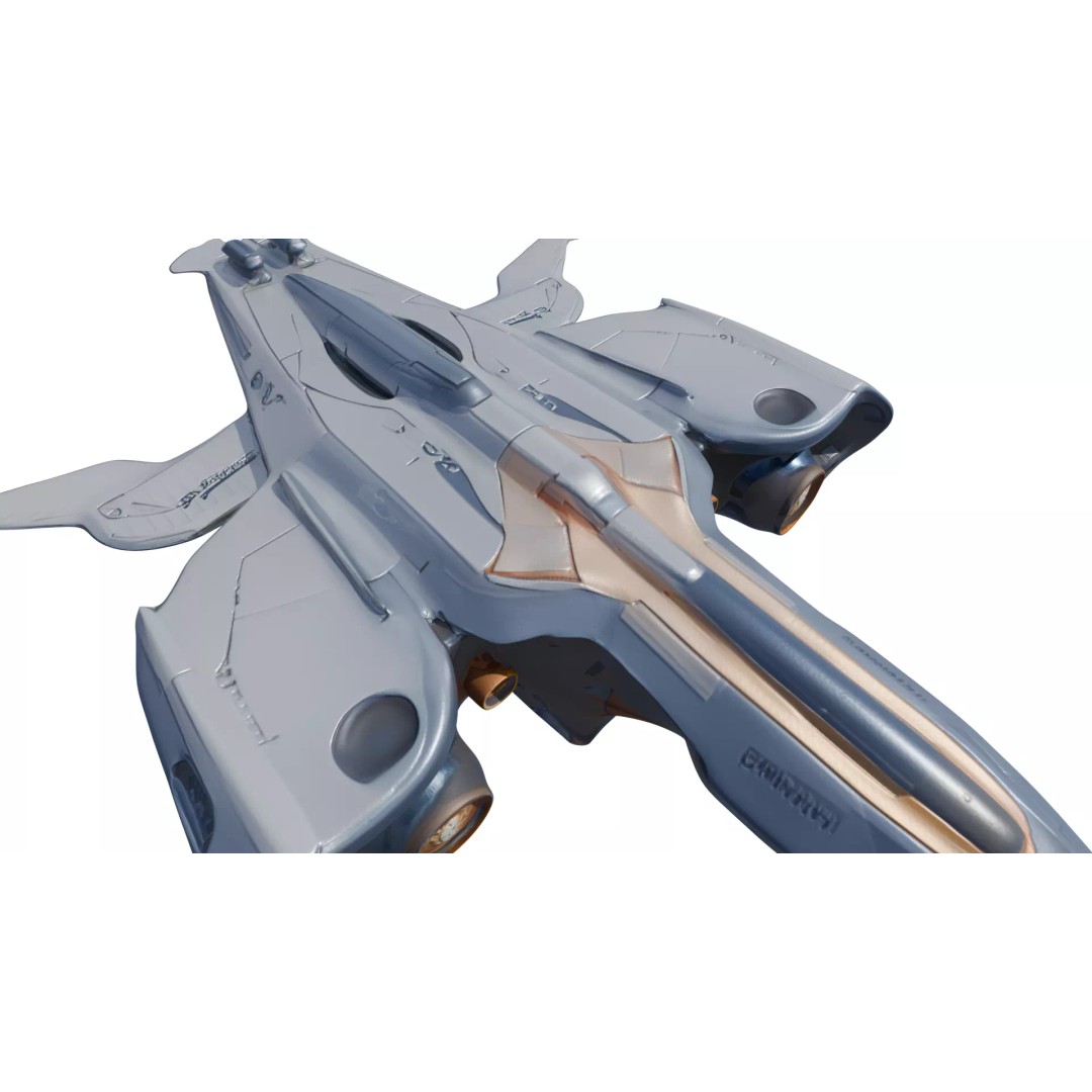 SkyRacer X9 3D Model – Low Poly Futuristic Hovercraft, FBX - View 5