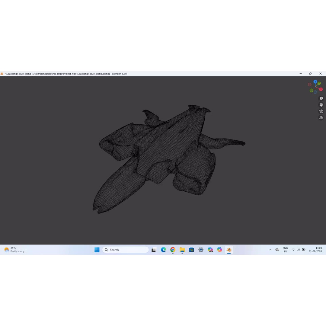 SkyRacer X9 3D Model – Low Poly Futuristic Hovercraft, FBX - View 6