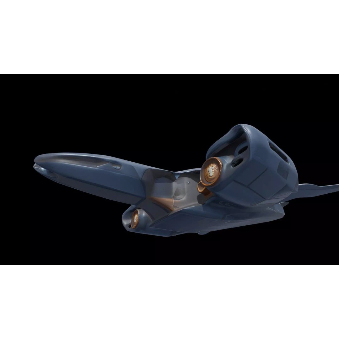 SkyRacer X9 3D Model – Low Poly Futuristic Hovercraft, FBX - View 7