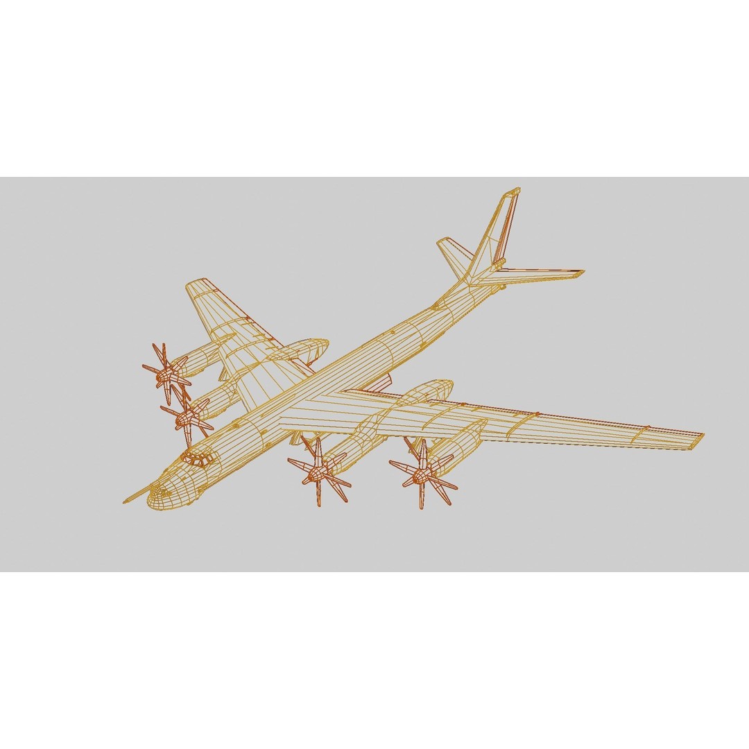 Tupolev Tu-95 3D Model – Low Poly Military Aircraft, FBX - View 14