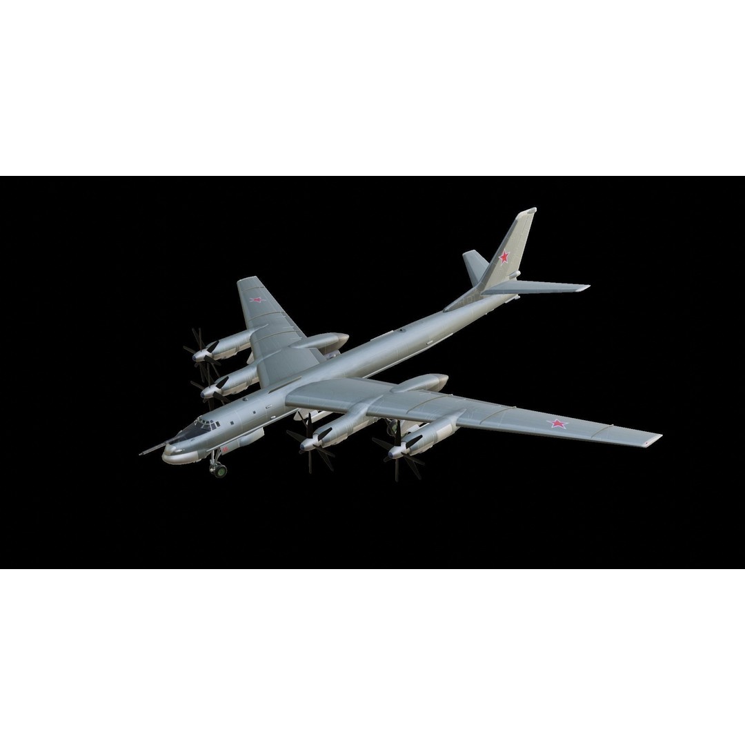 Tupolev Tu-95 3D Model – Low Poly Military Aircraft, FBX - View 3