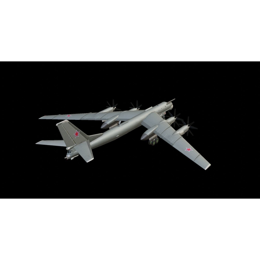 Tupolev Tu-95 3D Model – Low Poly Military Aircraft, FBX - View 4