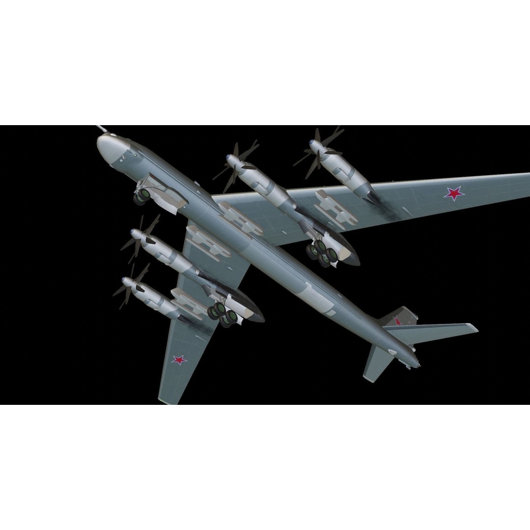 Tupolev Tu-95 3D Model – Low Poly Military Aircraft, FBX - View 6