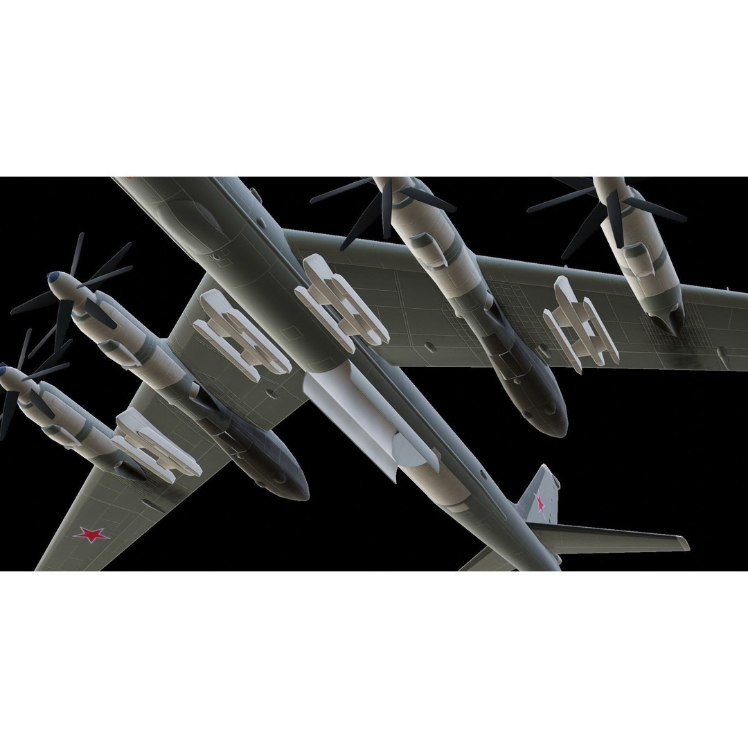 Tupolev Tu-95 3D Model – Low Poly Military Aircraft, FBX - View 7