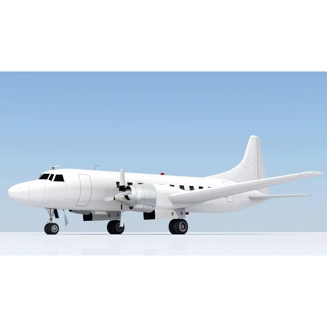 Convair 580 3D Model – Low Poly Static Aircraft for Scenery - View 2