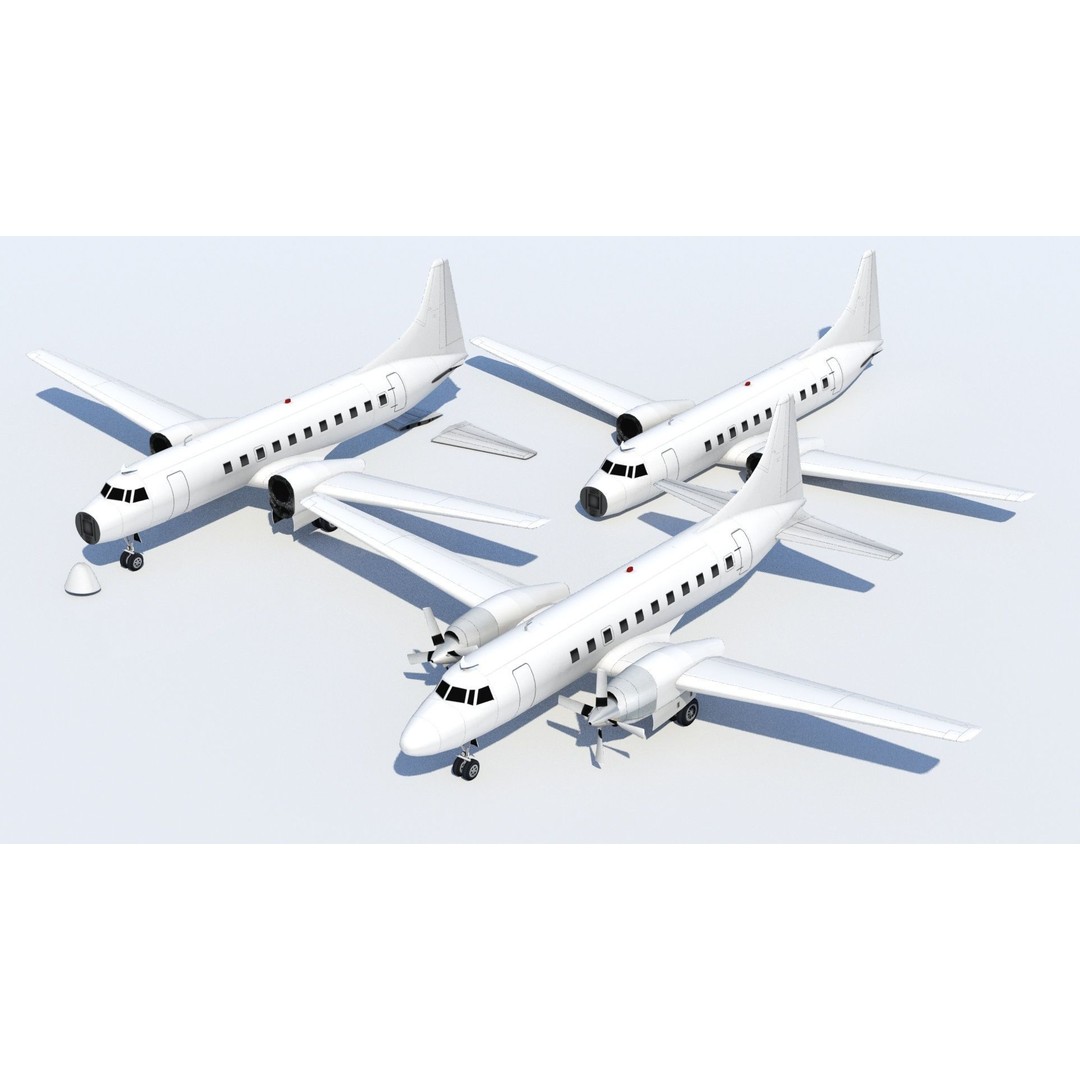 Convair 580 3D Model – Low Poly Static Aircraft for Scenery - View 6