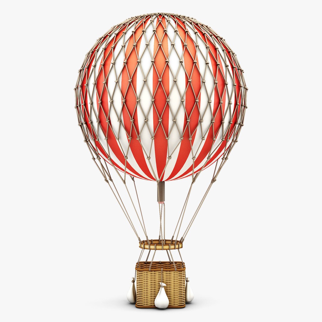 Hot Air Balloon 3D Model – High Poly PBR Asset, FBX, OBJ - View 3