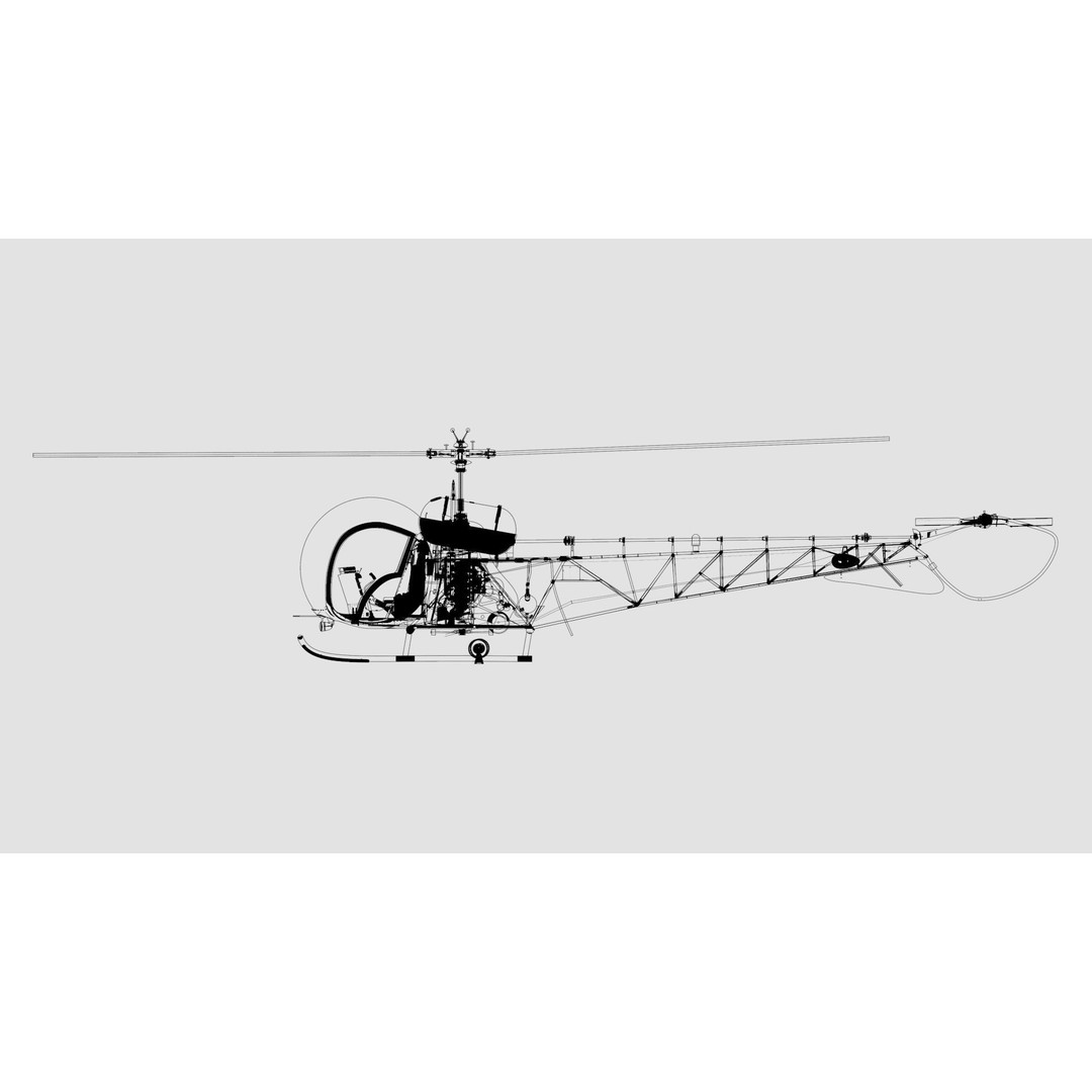 Bell 47G Helicopter 3D Model – Detailed Aircraft Asset, FBX - View 10