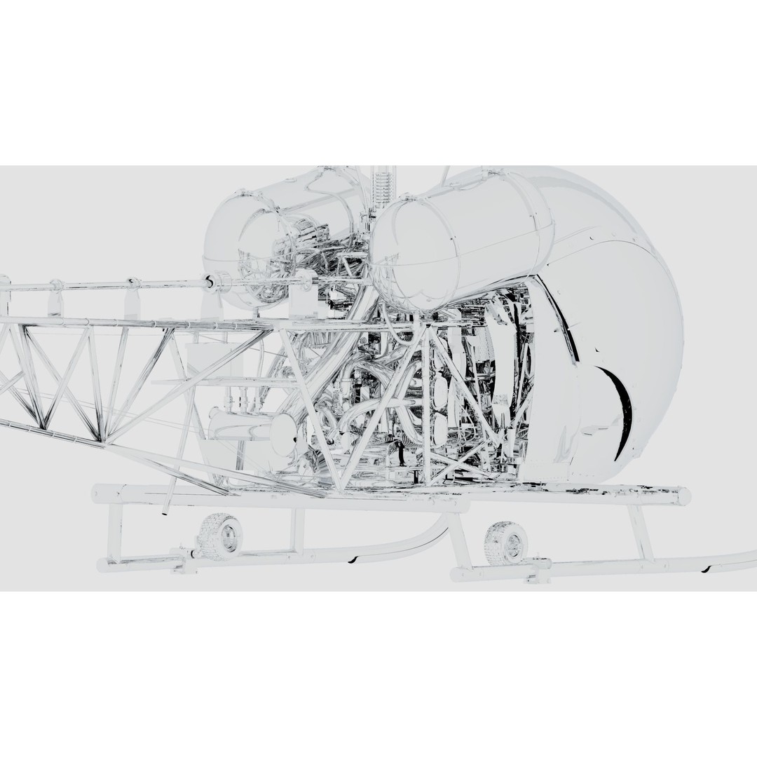 Bell 47G Helicopter 3D Model – Detailed Aircraft Asset, FBX - View 11