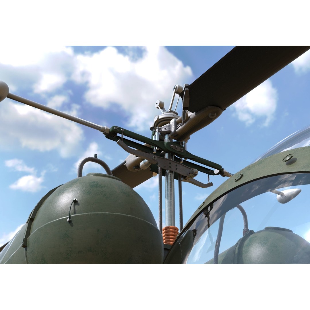 Bell 47G Helicopter 3D Model – Detailed Aircraft Asset, FBX - View 12