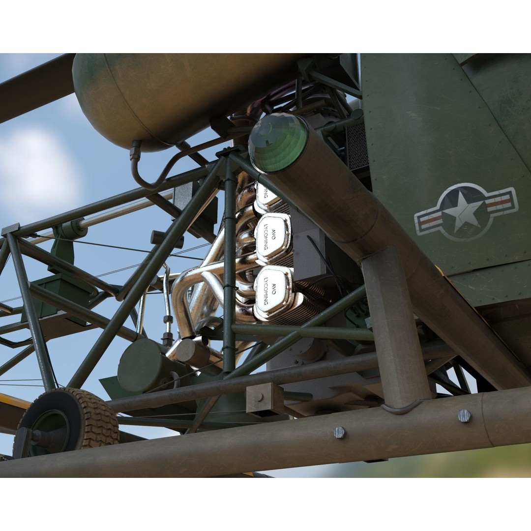 Bell 47G Helicopter 3D Model – Detailed Aircraft Asset, FBX - View 13