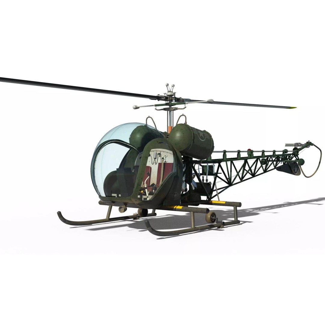 Bell 47G Helicopter 3D Model – Detailed Aircraft Asset, FBX - View 2
