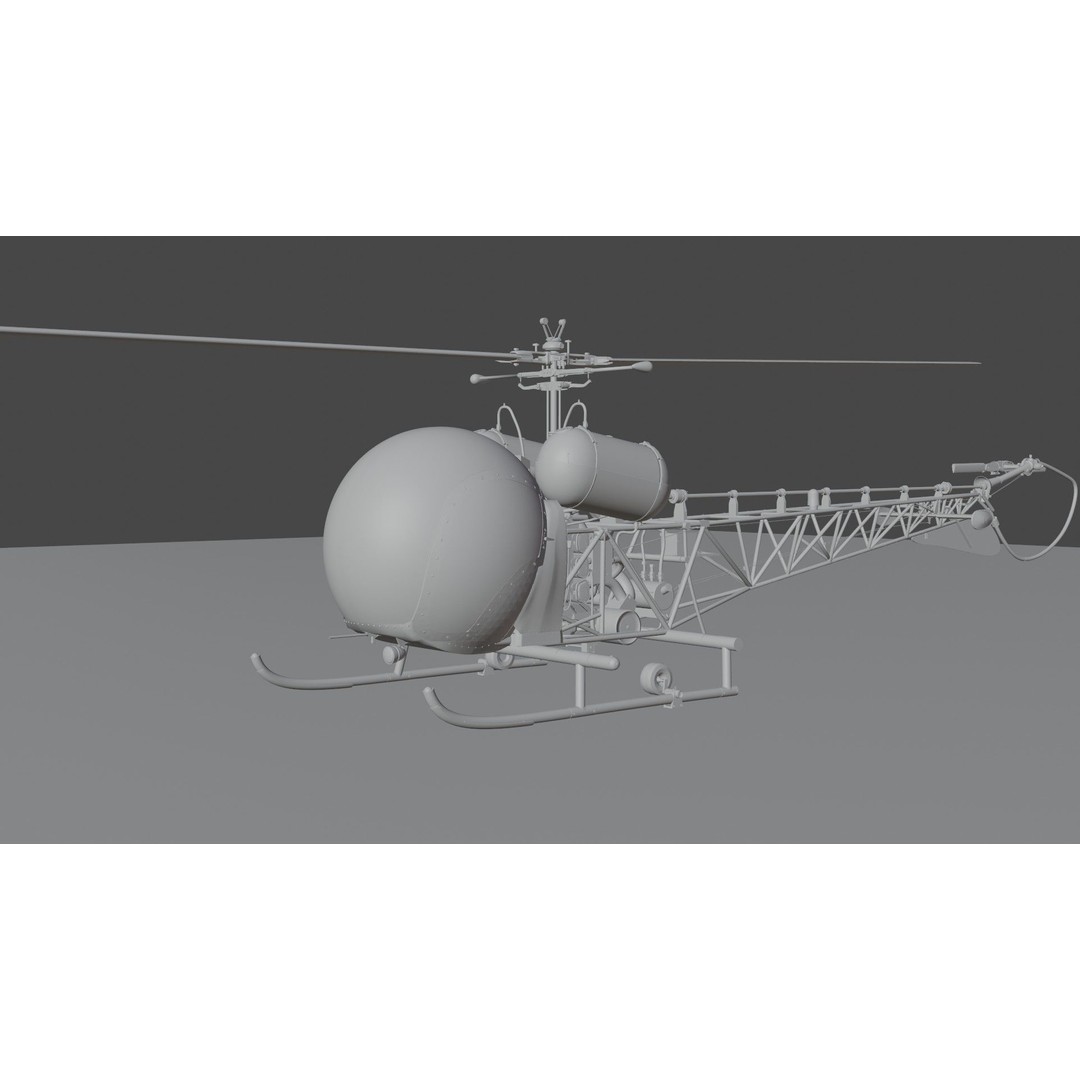 Bell 47G Helicopter 3D Model – Detailed Aircraft Asset, FBX - View 5