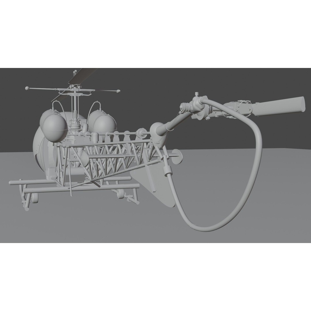 Bell 47G Helicopter 3D Model – Detailed Aircraft Asset, FBX - View 8