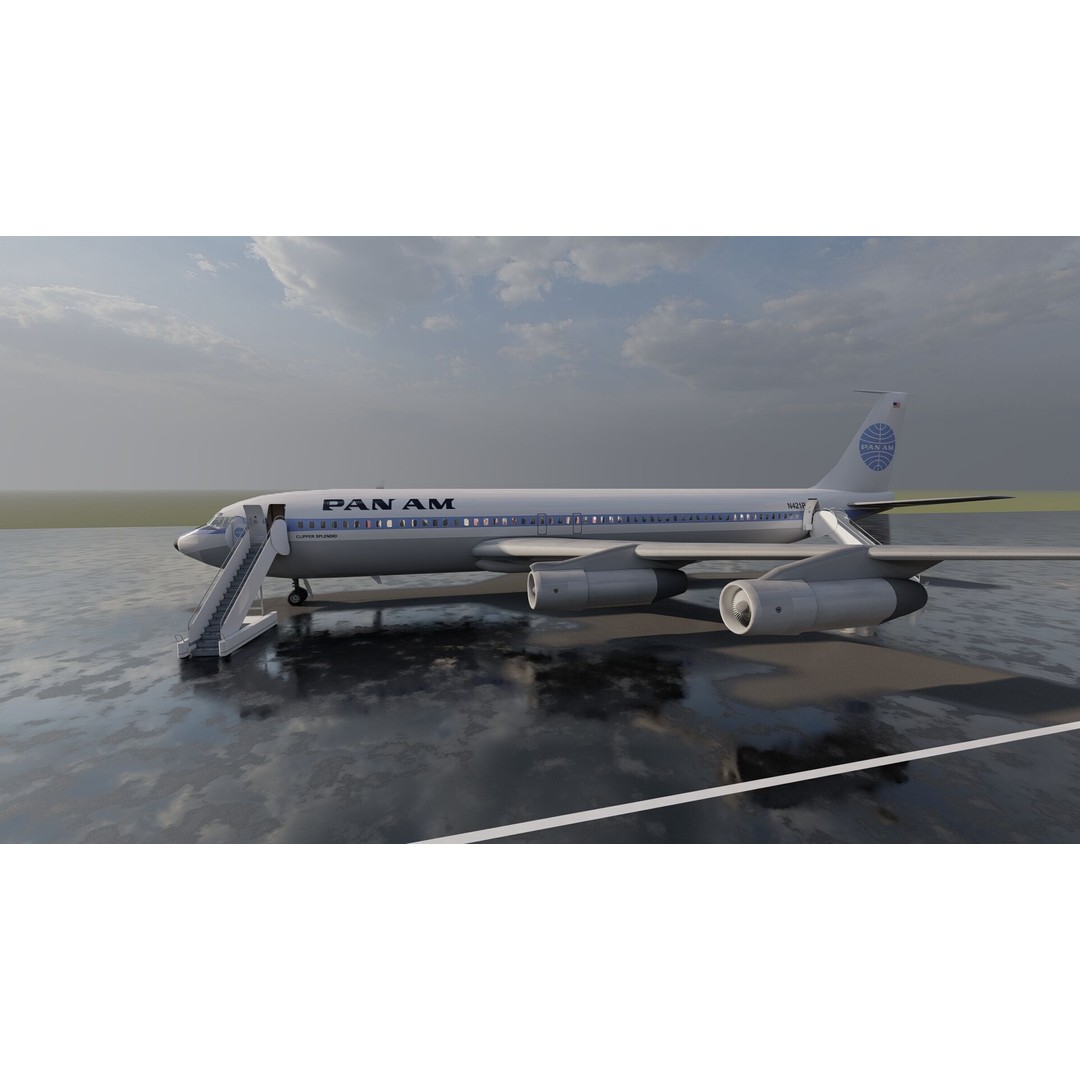 1970s Boeing 707 and 747 3D Model – Textured Aircraft for Lumion - View 15