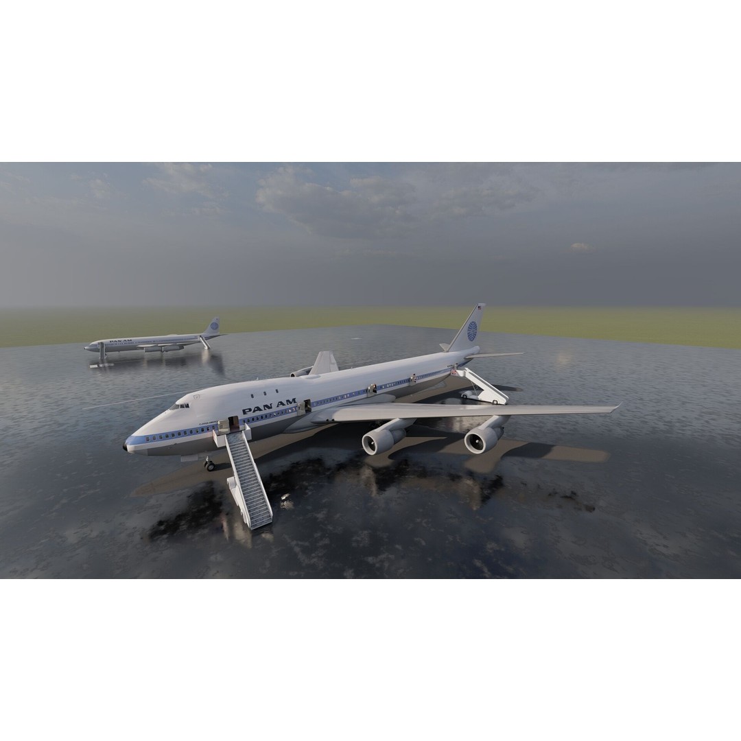1970s Boeing 707 and 747 3D Model – Textured Aircraft for Lumion - View 8