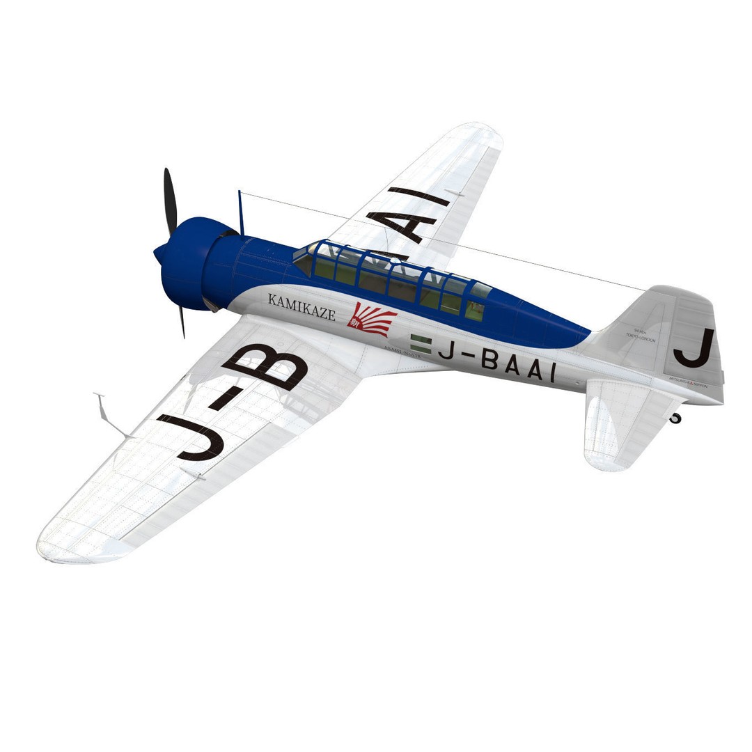 Mitsubishi Ki15 Babs 3D Model – Historic Aircraft, High Poly, FBX - View 3