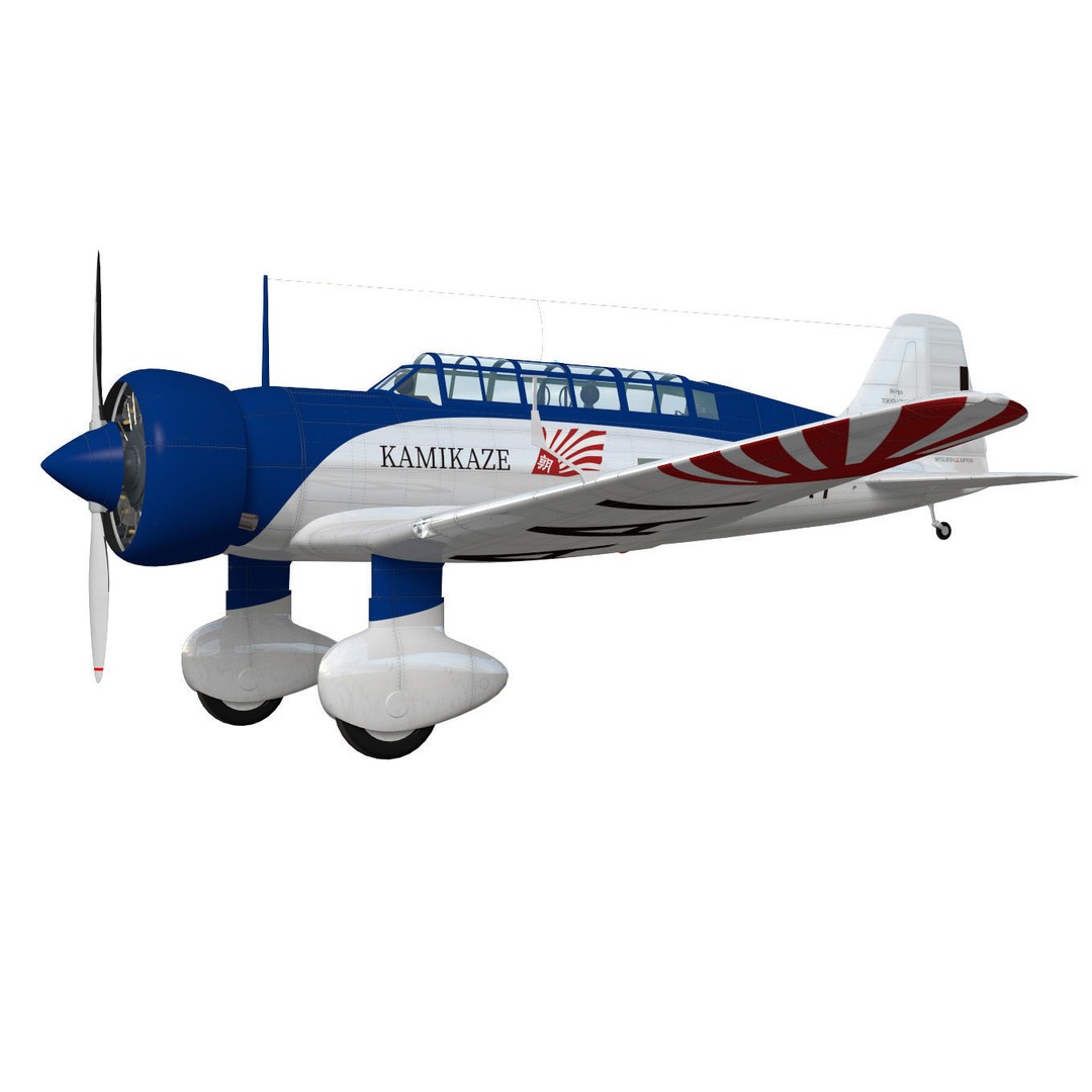 Mitsubishi Ki15 Babs 3D Model – Historic Aircraft, High Poly, FBX - View 4