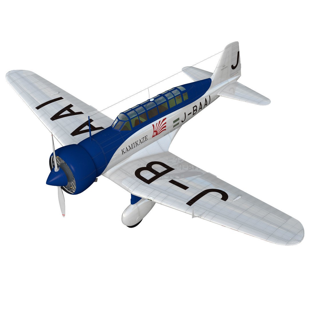 Mitsubishi Ki15 Babs 3D Model – Historic Aircraft, High Poly, FBX - View 6