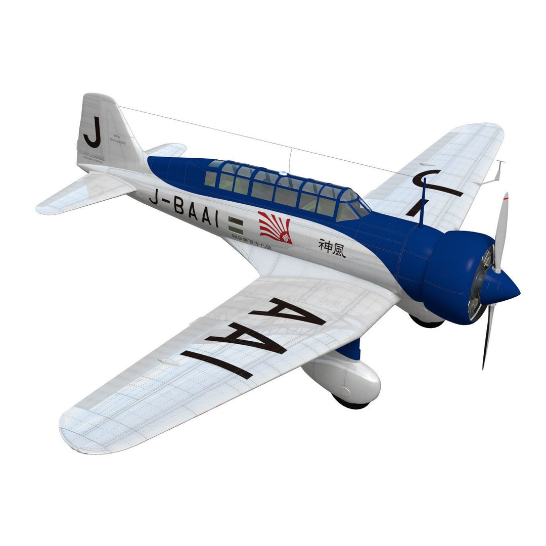 Mitsubishi Ki15 Babs 3D Model – Historic Aircraft, High Poly, FBX - View 8