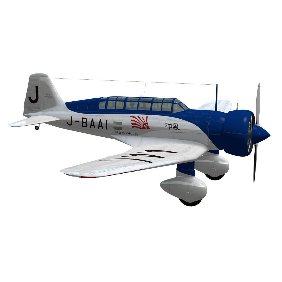 Mitsubishi Ki15 Babs 3D Model – Historic Aircraft, High Poly, FBX - View 9