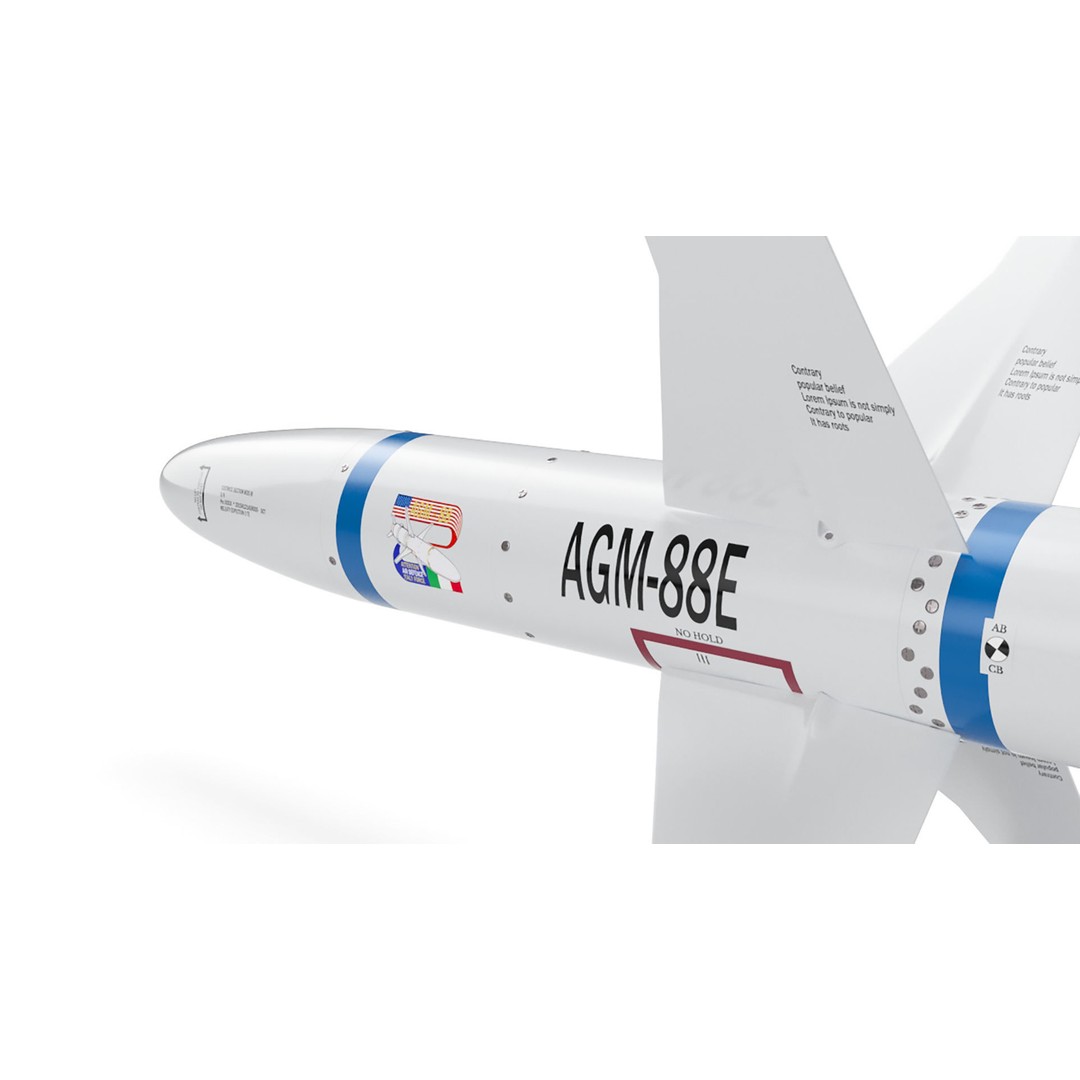 AGM-88E HARM 3D Model – High Poly Military Missile, FBX, PBR - View 13