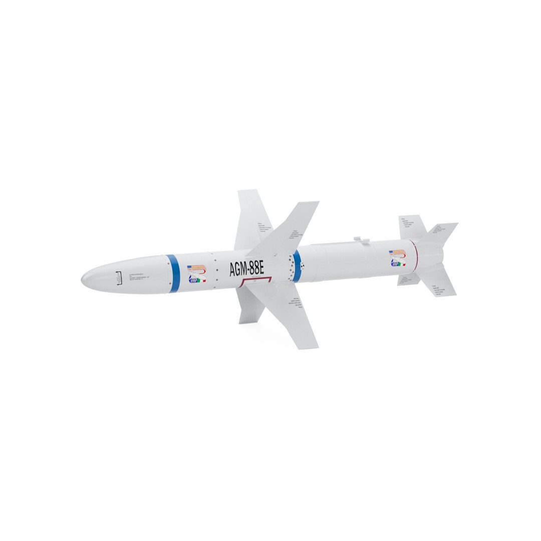 AGM-88E HARM 3D Model – High Poly Military Missile, FBX, PBR - View 3