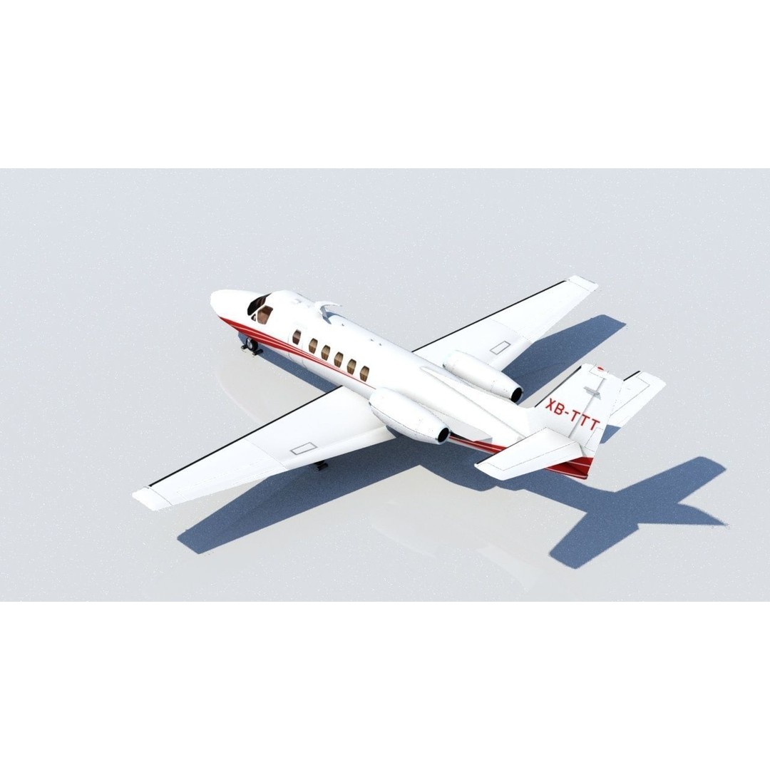 C550 Static 3D Model – Low Poly Executive Jet, FBX & PBR Textures - View 3