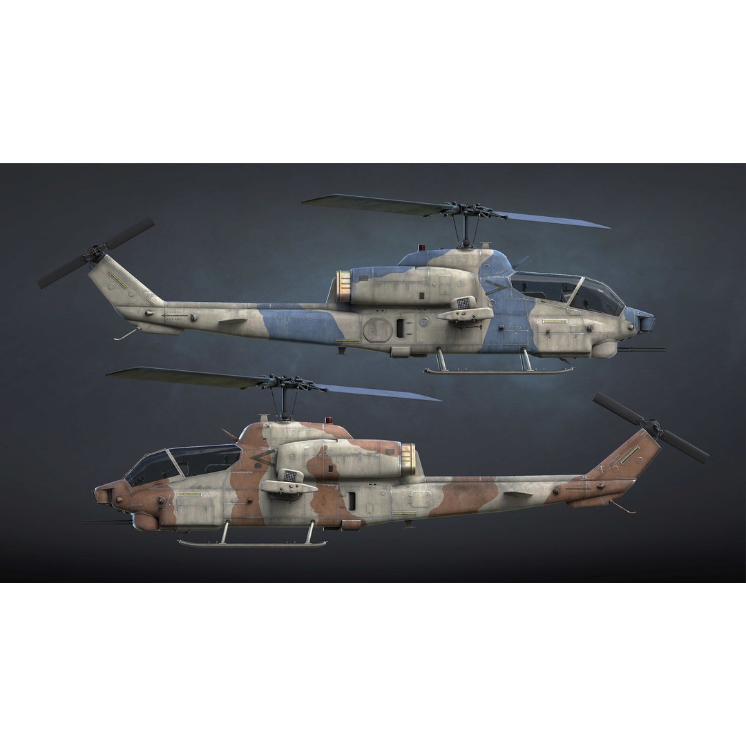 AH-1W Super Cobra 3D Model – Low Poly Game Asset, FBX, PBR - View 10