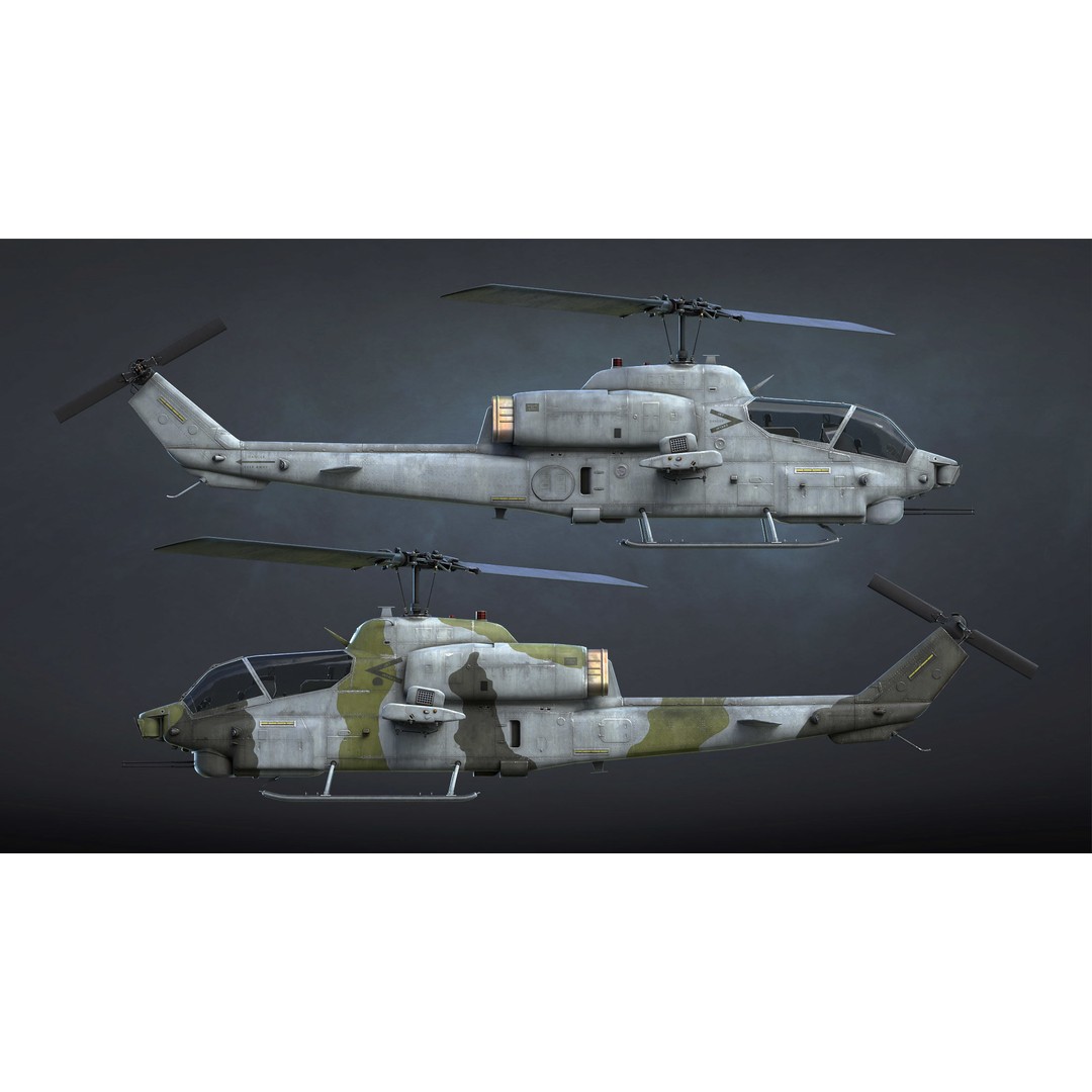 AH-1W Super Cobra 3D Model – Low Poly Game Asset, FBX, PBR - View 11