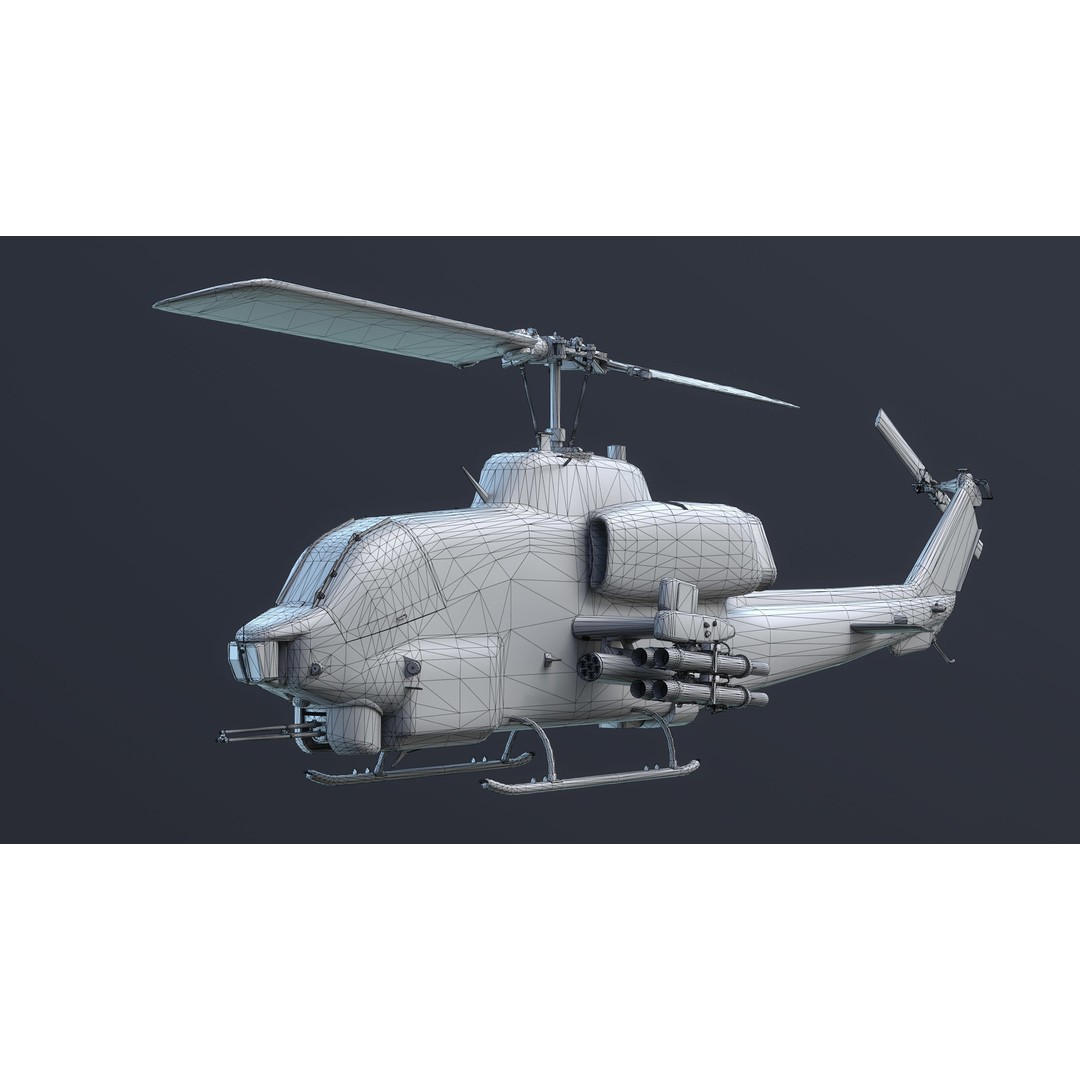AH-1W Super Cobra 3D Model – Low Poly Game Asset, FBX, PBR - View 14