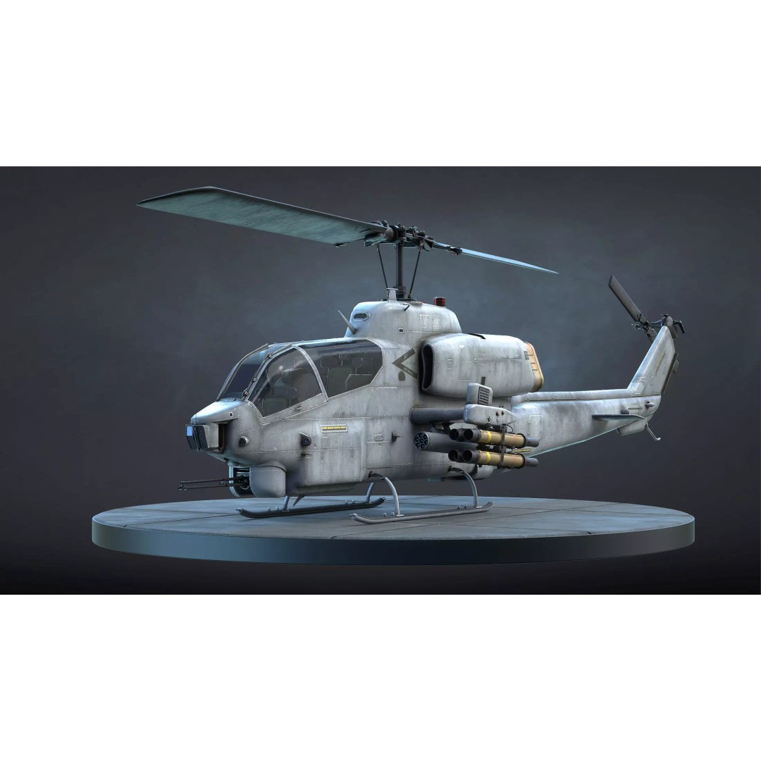 AH-1W Super Cobra 3D Model – Low Poly Game Asset, FBX, PBR - View 2
