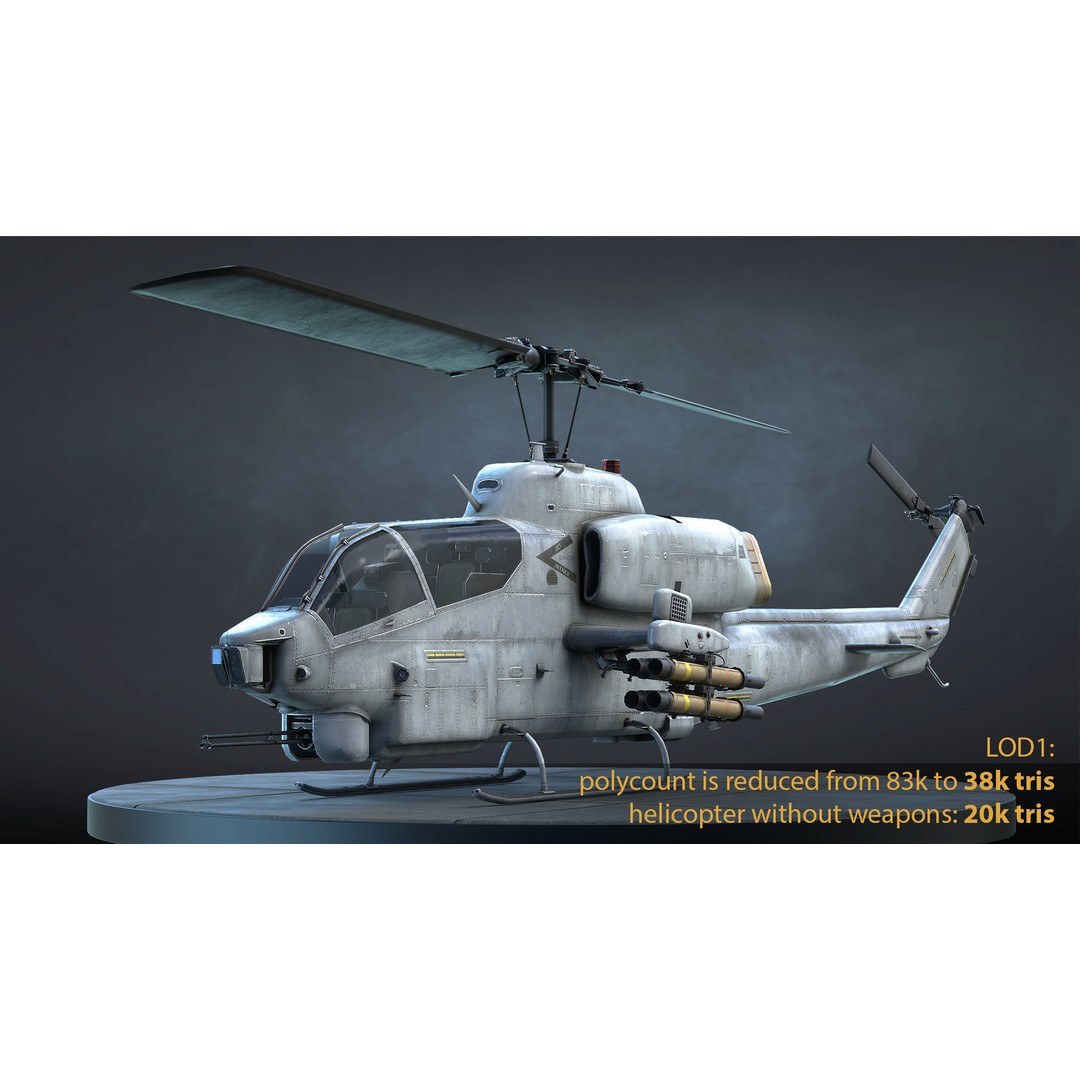 AH-1W Super Cobra 3D Model – Low Poly Game Asset, FBX, PBR - View 21