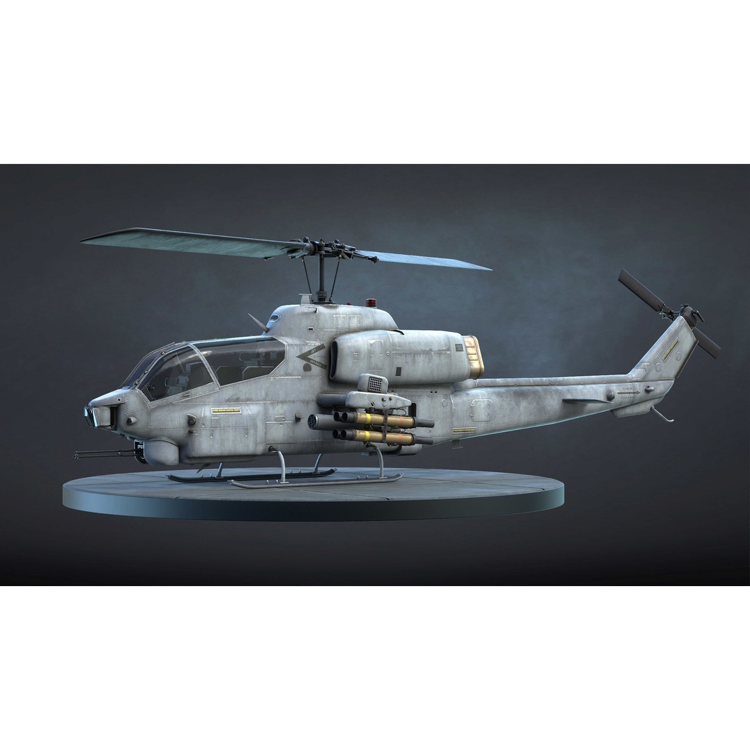 AH-1W Super Cobra 3D Model – Low Poly Game Asset, FBX, PBR - View 3