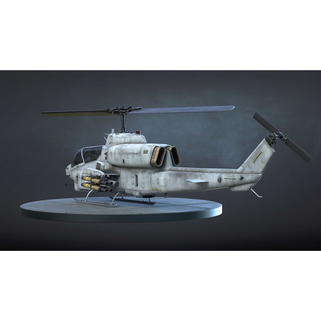 AH-1W Super Cobra 3D Model – Low Poly Game Asset, FBX, PBR - View 4