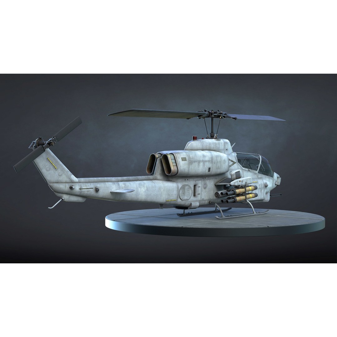 AH-1W Super Cobra 3D Model – Low Poly Game Asset, FBX, PBR - View 5