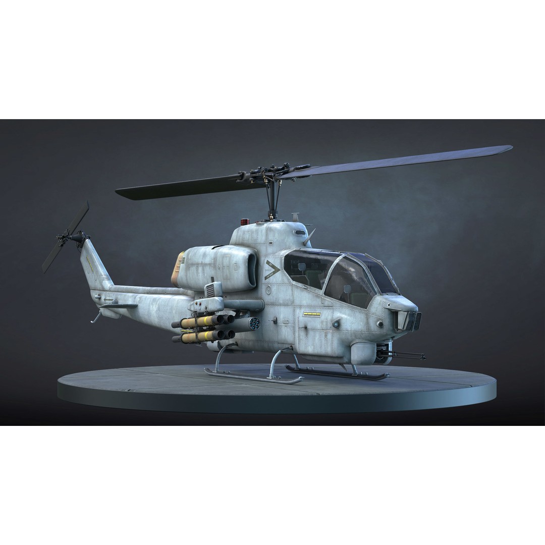 AH-1W Super Cobra 3D Model – Low Poly Game Asset, FBX, PBR - View 6